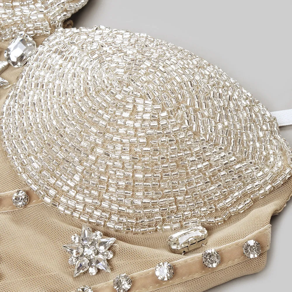 Sheena Rhinestone Tassel Strapless Dress – Sparkle & Elegance