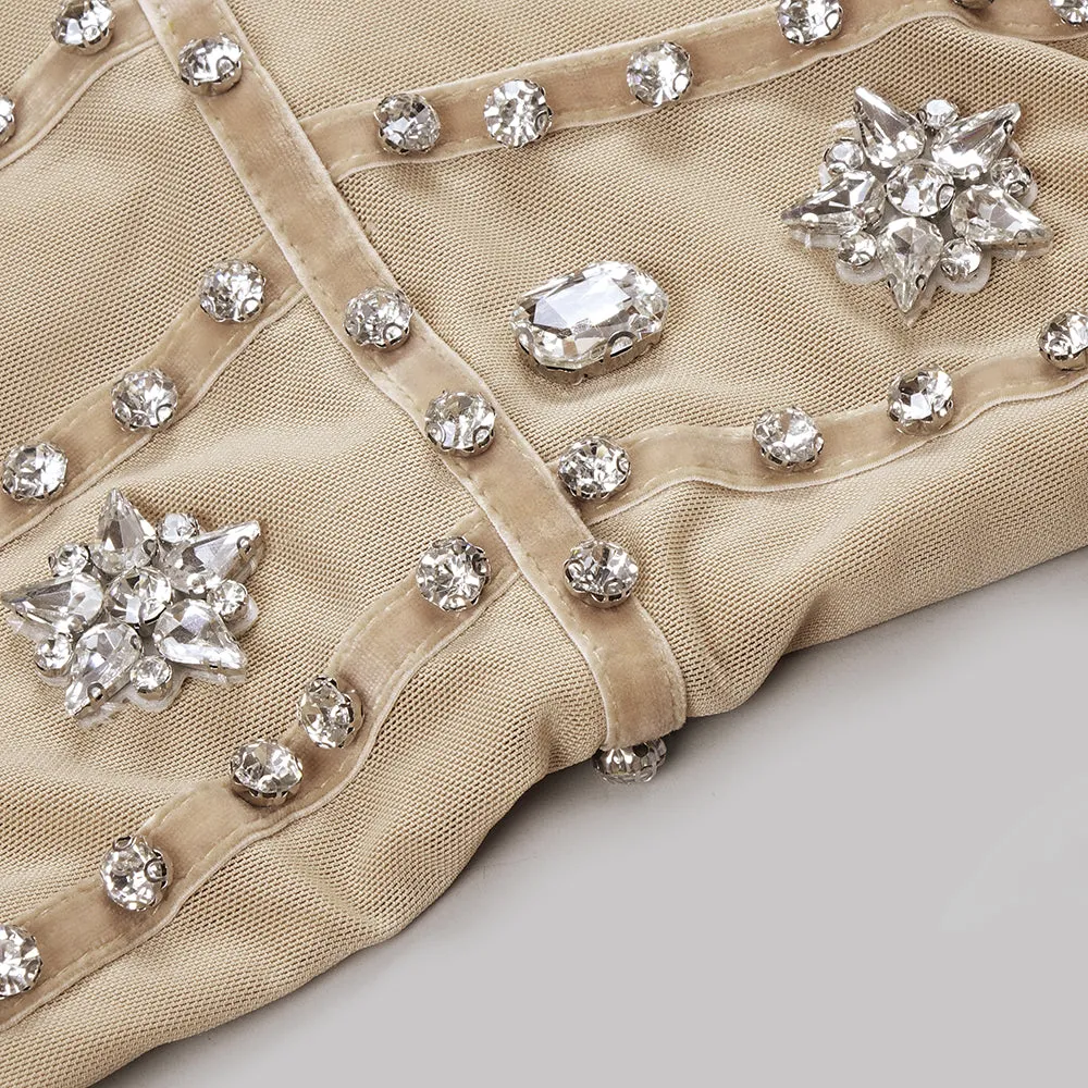 Sheena Rhinestone Tassel Strapless Dress – Sparkle & Elegance