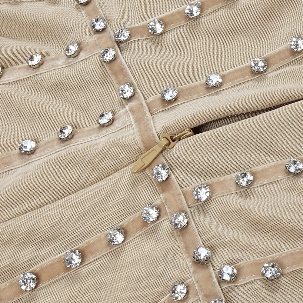 Sheena Rhinestone Tassel Strapless Dress – Sparkle & Elegance