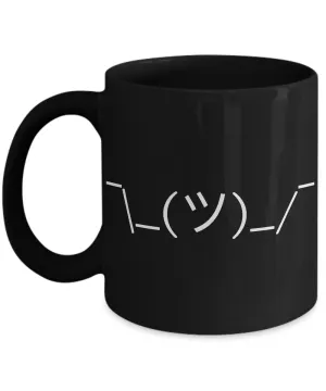 Shrugging Man Emoticon Mug Emoji Face Instagram Twitter Ceramic Coffee Cup in Black