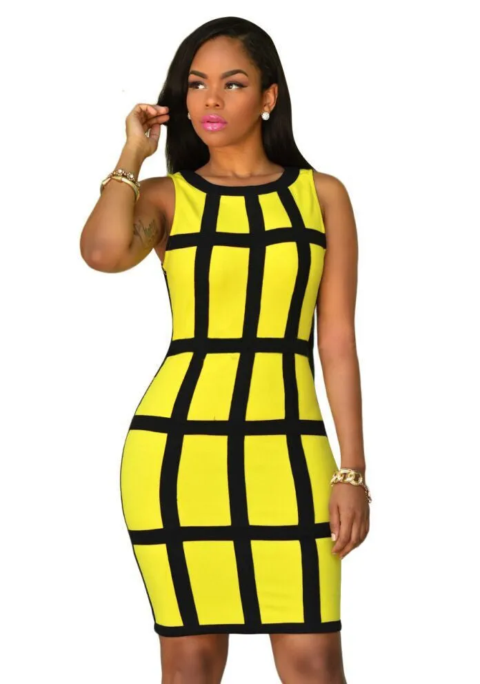 Sleeveless Bright Patchwork Mini Club Dress