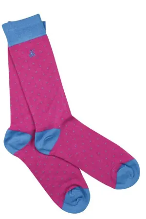 Spotted Pink Bamboo Socks by Swole Panda, Size 7-11