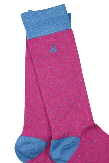 Spotted Pink Bamboo Socks by Swole Panda, Size 7-11