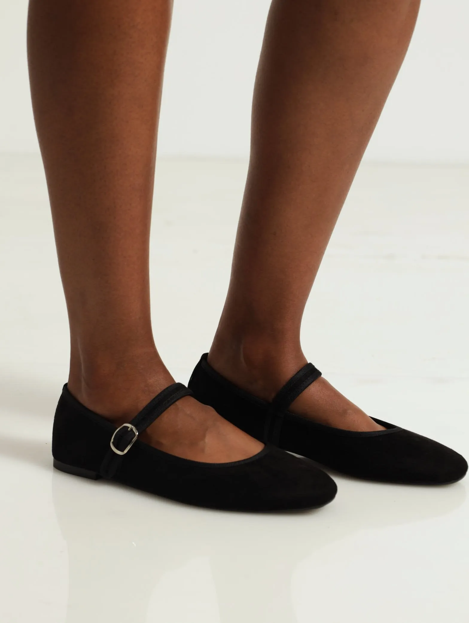 Square Toe Plain Mary Jane - Black