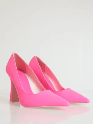 Steady Pointed Toe Stiletto Court Heel - Bright Pink