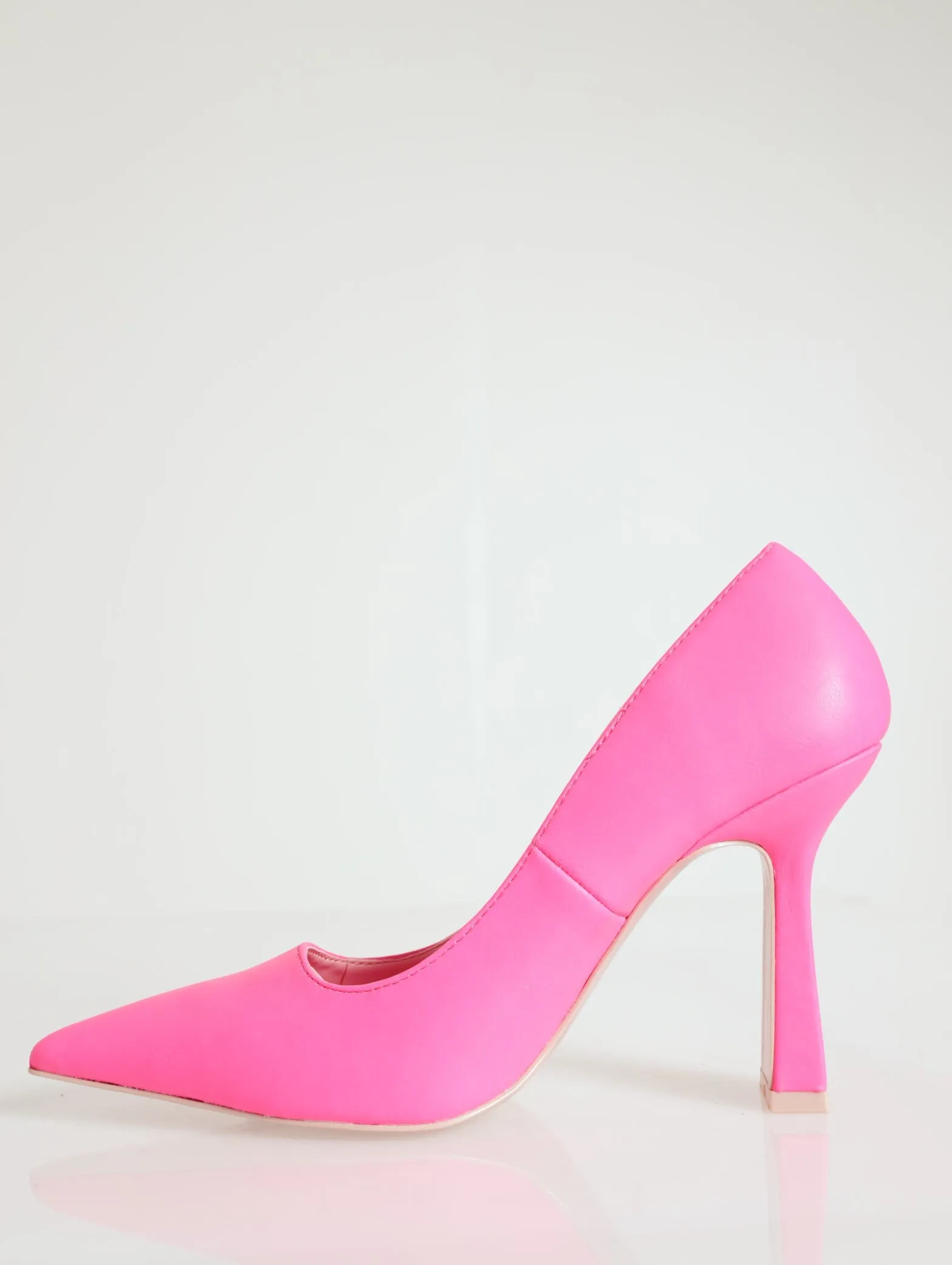 Steady Pointed Toe Stiletto Court Heel - Bright Pink