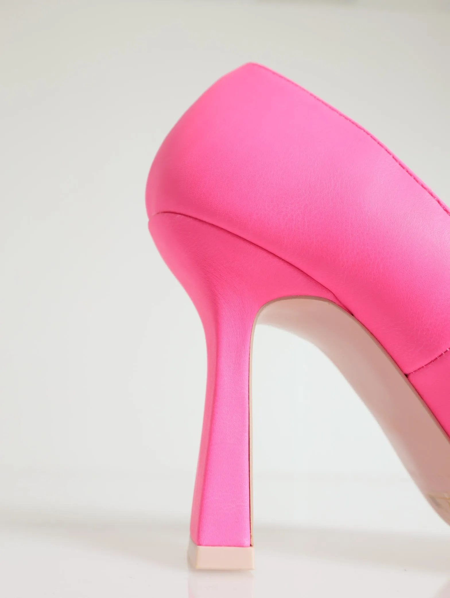 Steady Pointed Toe Stiletto Court Heel - Bright Pink