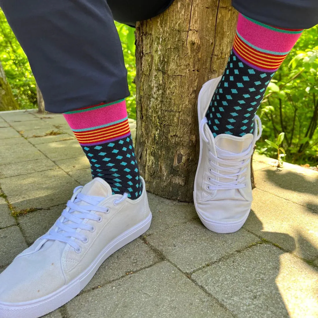 Stripe and Diamond Bamboo Socks by Swole Panda, Size 7-11
