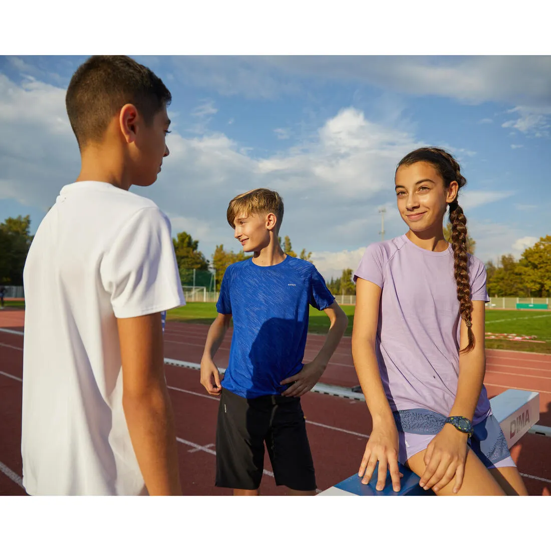 T-Shirt running ultra léger Enfant - KIPRUN Light 900 marine vert