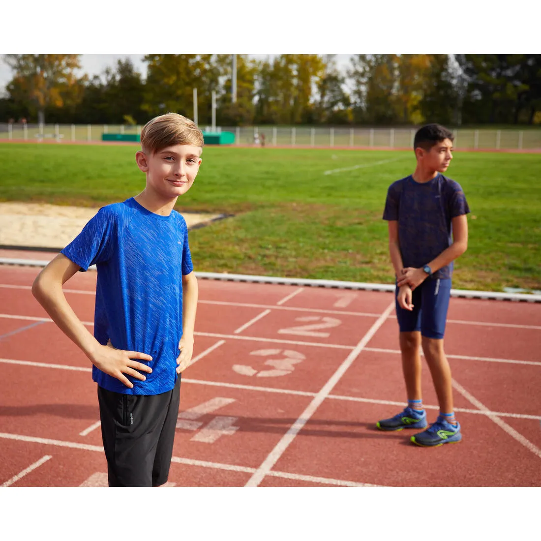 T-Shirt running ultra léger Enfant - KIPRUN Light 900 marine vert