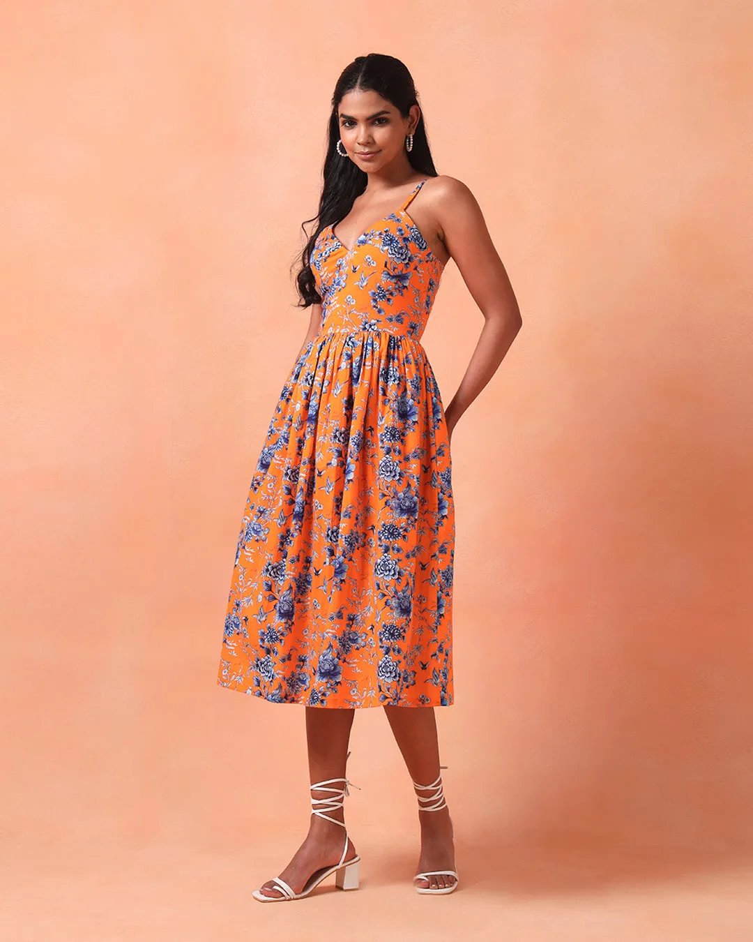 TANGERINE MIDI-SUNDRESS