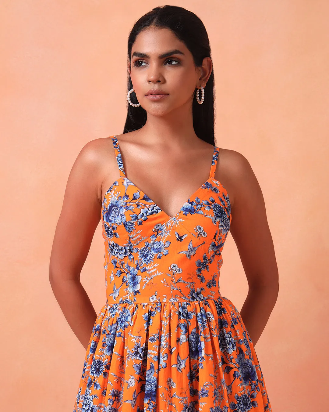 TANGERINE MIDI-SUNDRESS