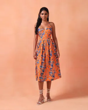 TANGERINE MIDI-SUNDRESS