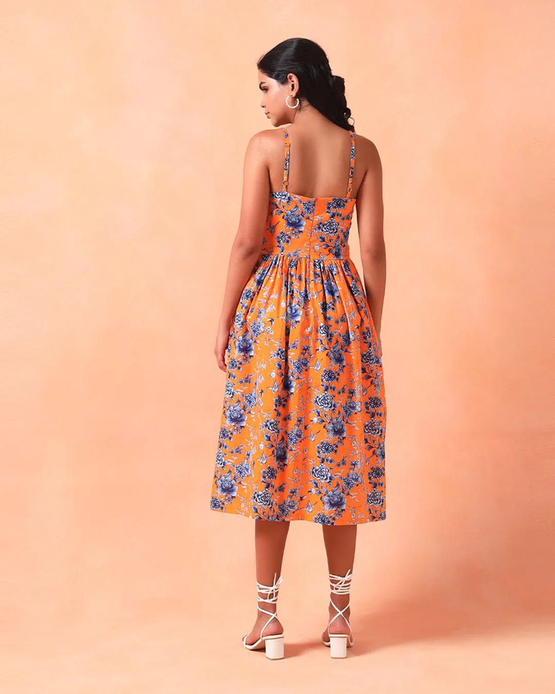 TANGERINE MIDI-SUNDRESS