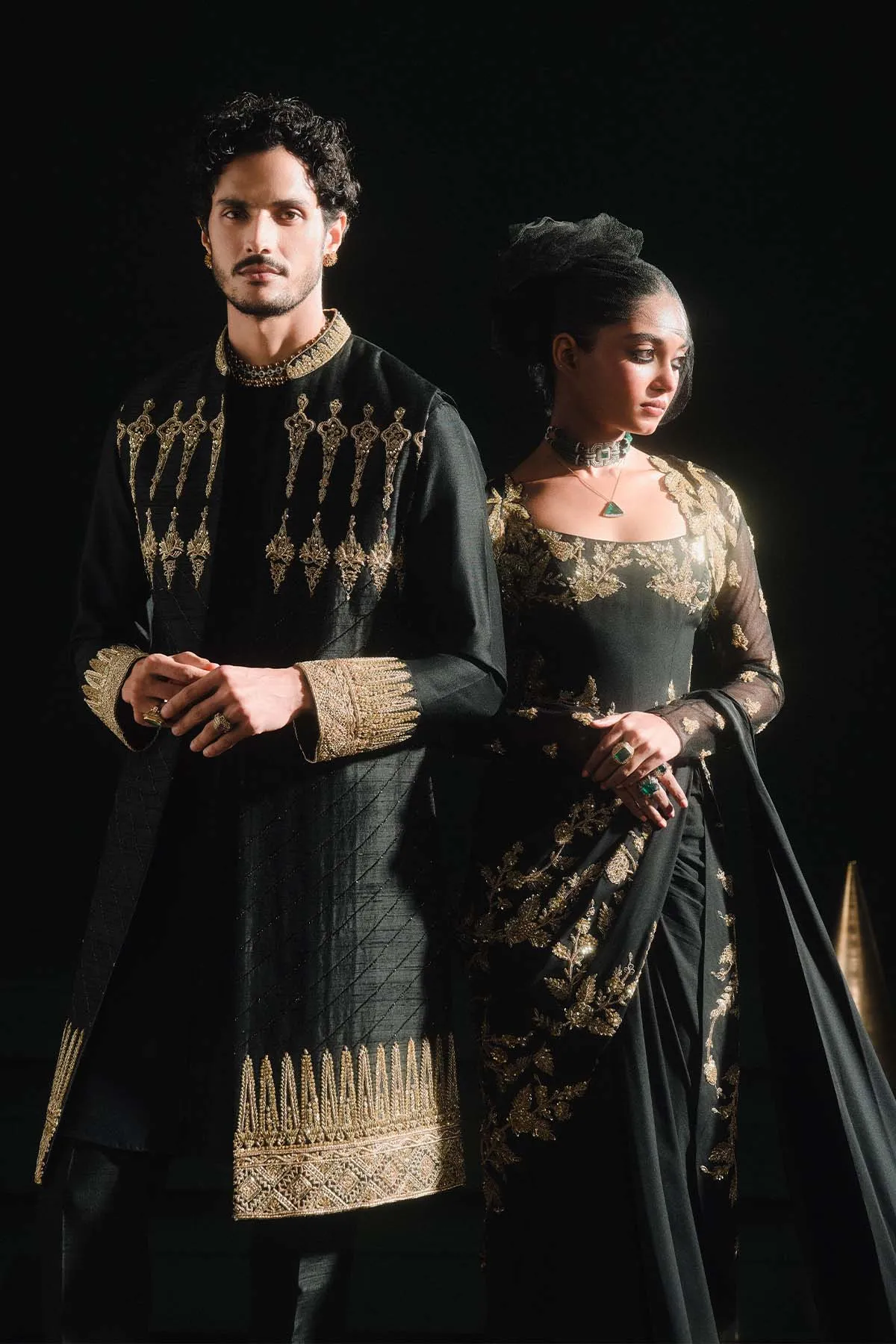 The Sunheri Bel Stitched Saree[without shrug]
