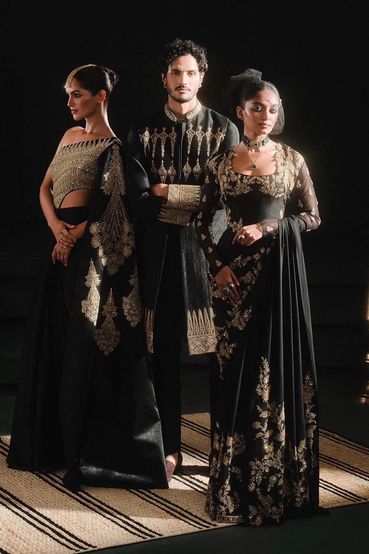 The Sunheri Bel Stitched Saree[without shrug]