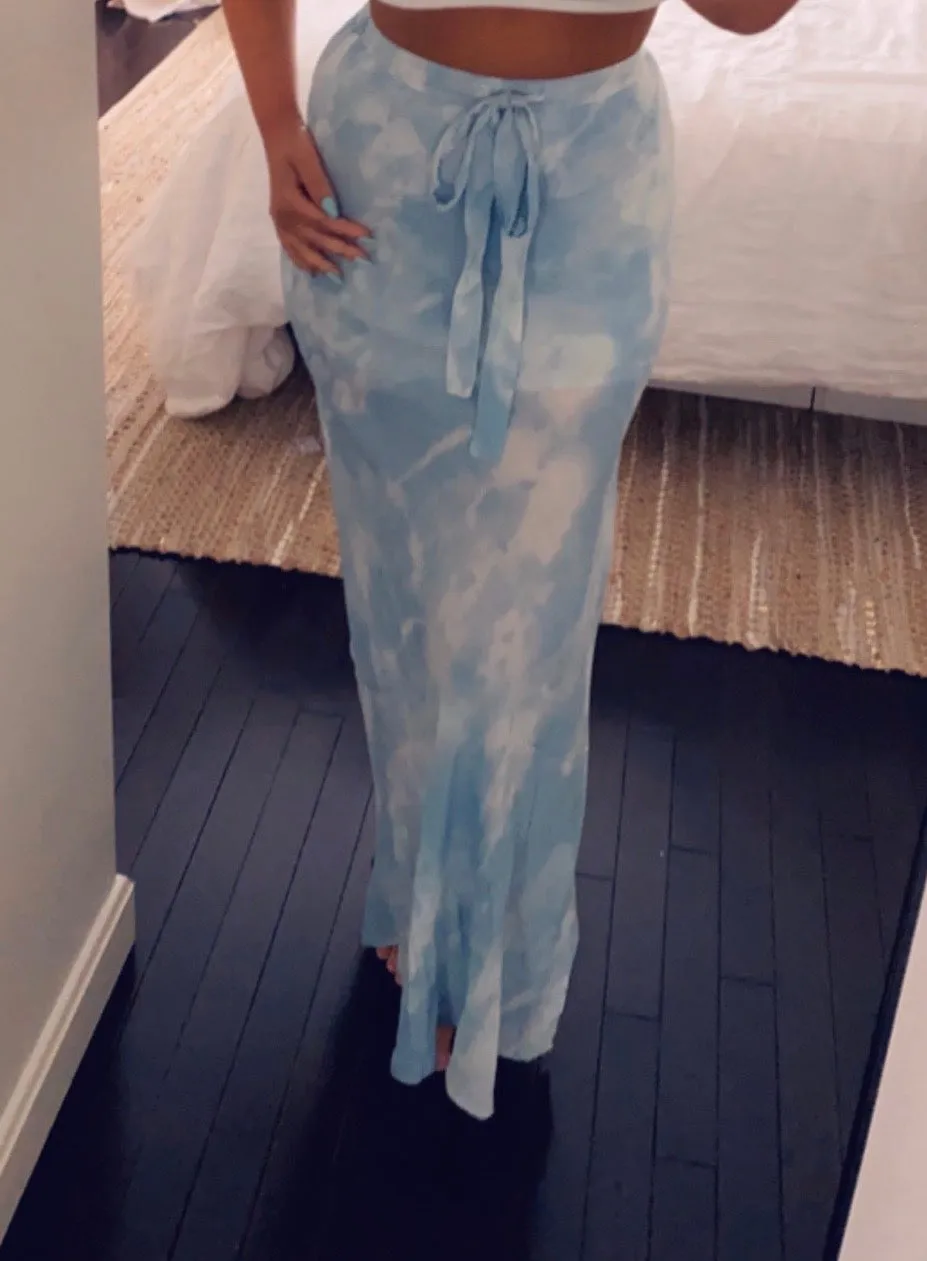 Tie Dye Side Slit Maxi Skirt