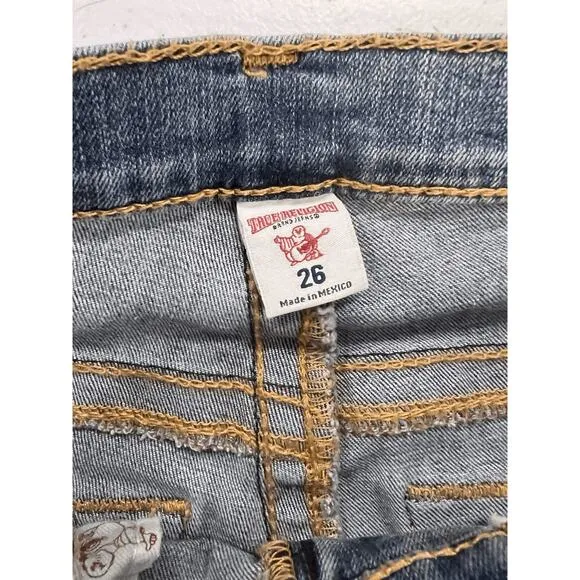 True Religion Womens Stella Skinny Low Rise Stretch Blue Denim Jeans 26 MSRP 199