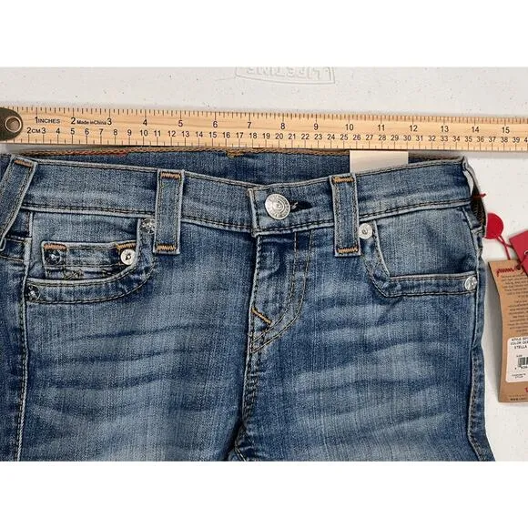 True Religion Womens Stella Skinny Low Rise Stretch Blue Denim Jeans 26 MSRP 199