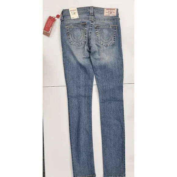 True Religion Womens Stella Skinny Low Rise Stretch Blue Denim Jeans 26 MSRP 199