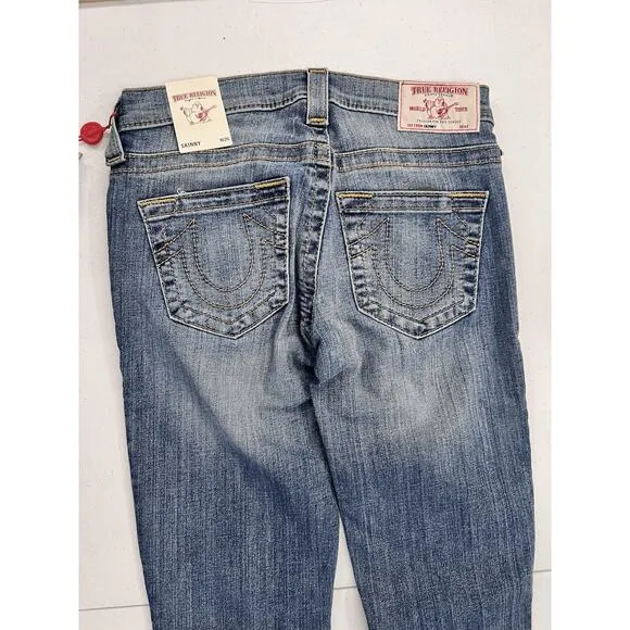 True Religion Womens Stella Skinny Low Rise Stretch Blue Denim Jeans 26 MSRP 199