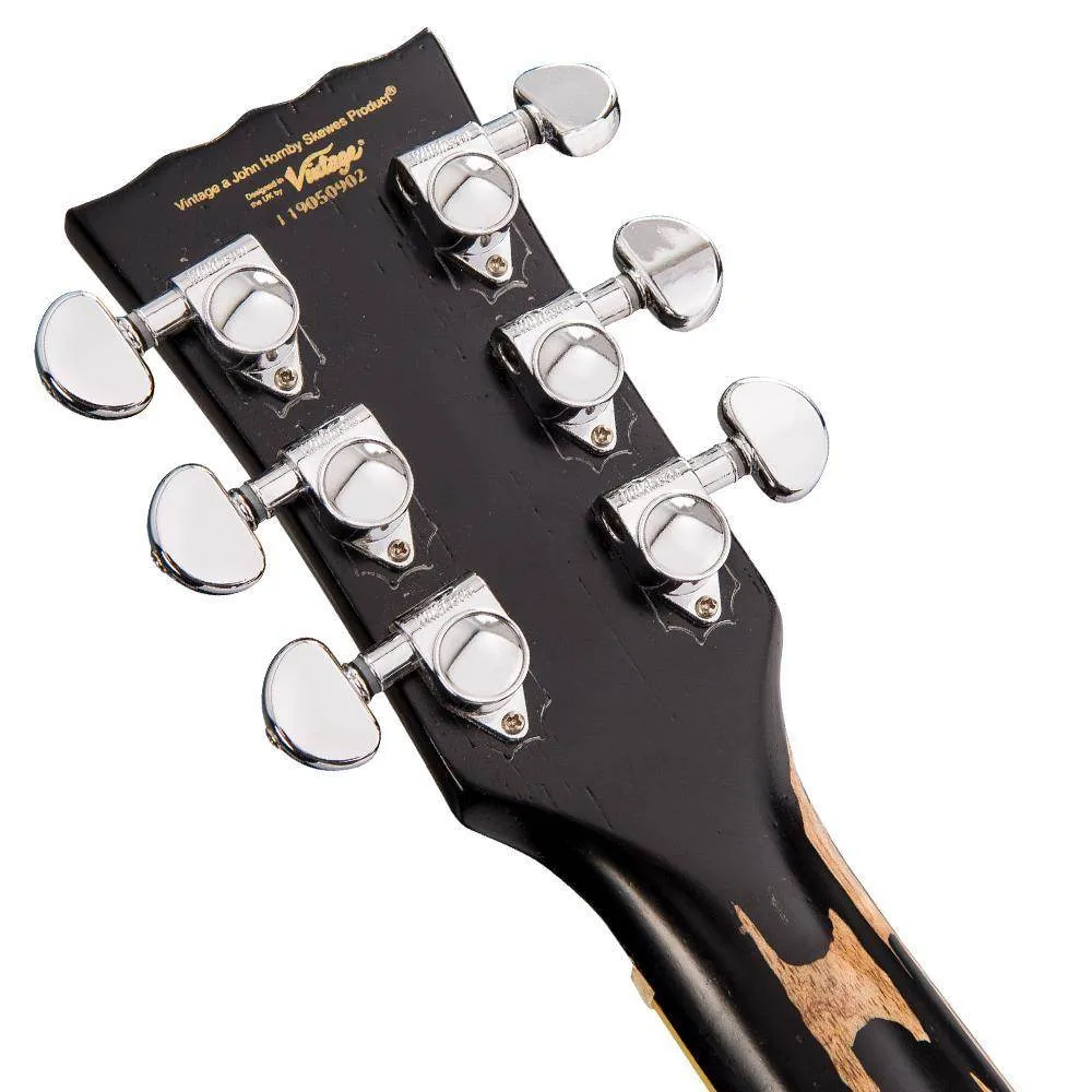 Vintage V100 ICON Electric Guitar ~ Distressed Gold Top