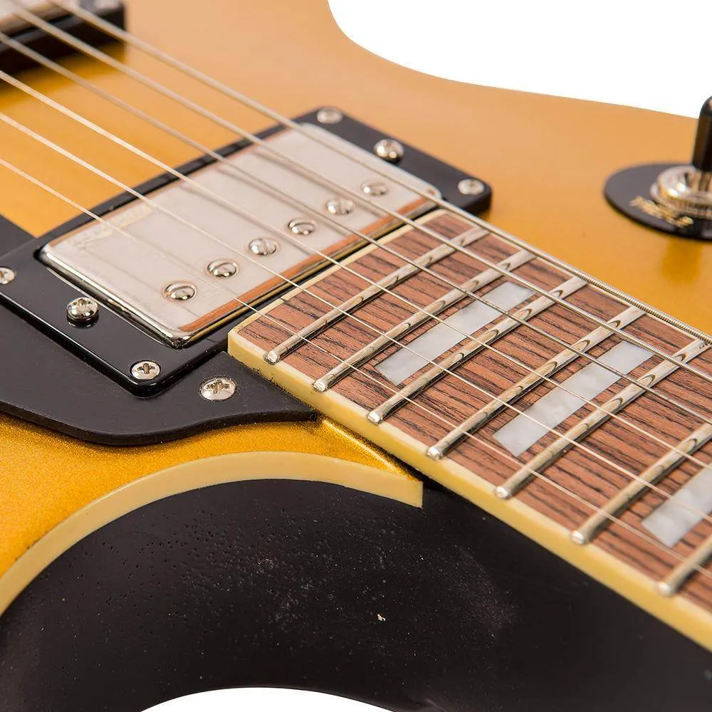 Vintage V100 ICON Electric Guitar ~ Distressed Gold Top