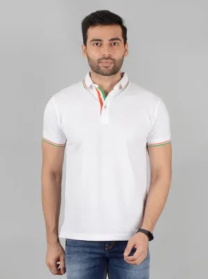 White Solid Slim Fit Polo T-Shirt | JadeBlue