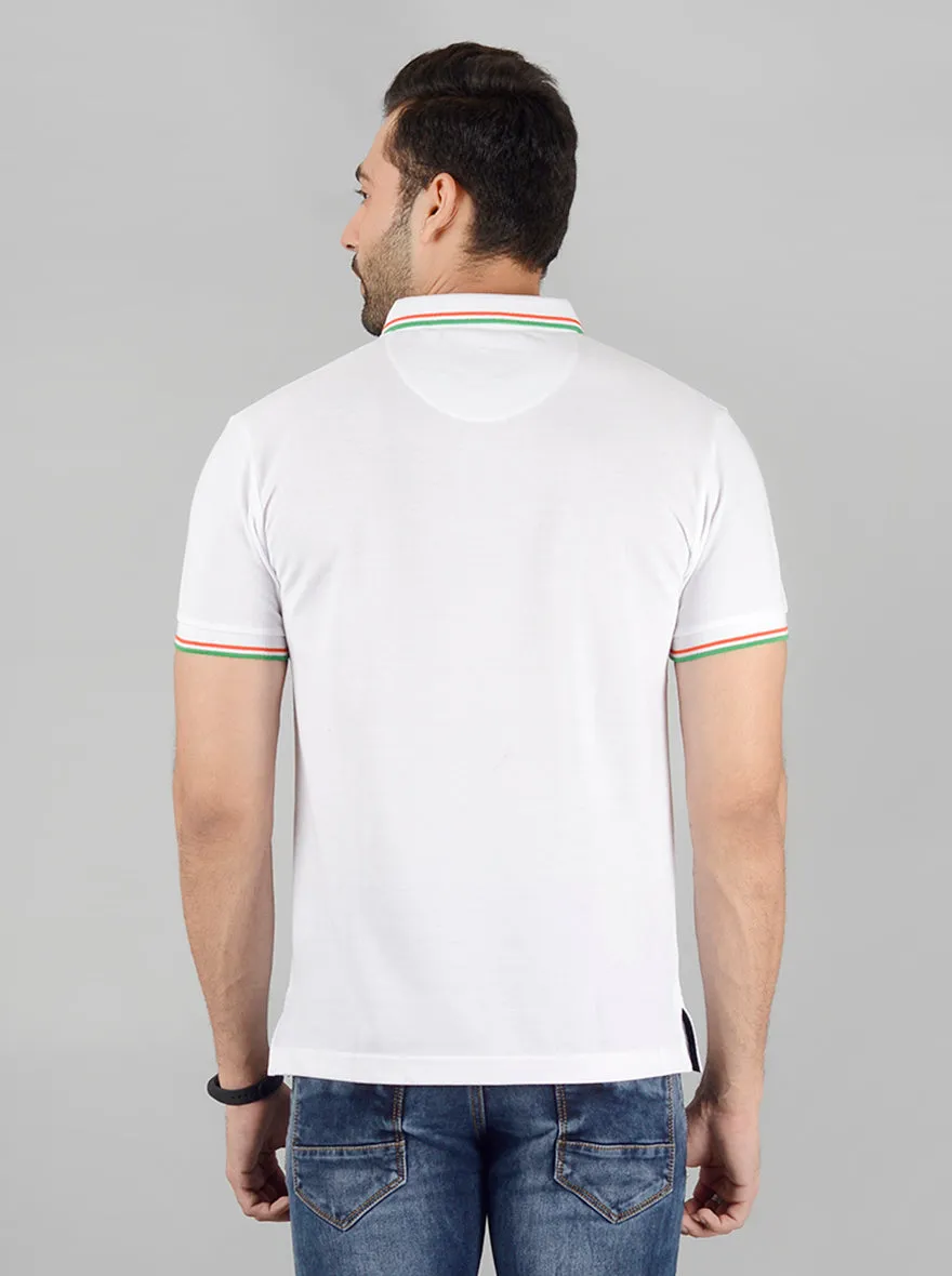 White Solid Slim Fit Polo T-Shirt | JadeBlue