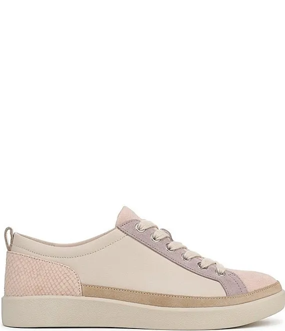 Winny Leather and Suede Colorblock Sneakers - Parchment/Cameo Rose - H7773LK