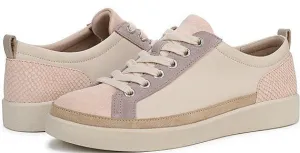 Winny Leather and Suede Colorblock Sneakers - Parchment/Cameo Rose - H7773LK