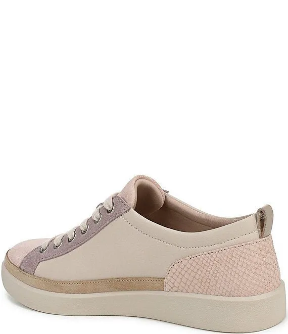Winny Leather and Suede Colorblock Sneakers - Parchment/Cameo Rose - H7773LK