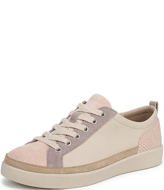 Winny Leather and Suede Colorblock Sneakers - Parchment/Cameo Rose - H7773LK