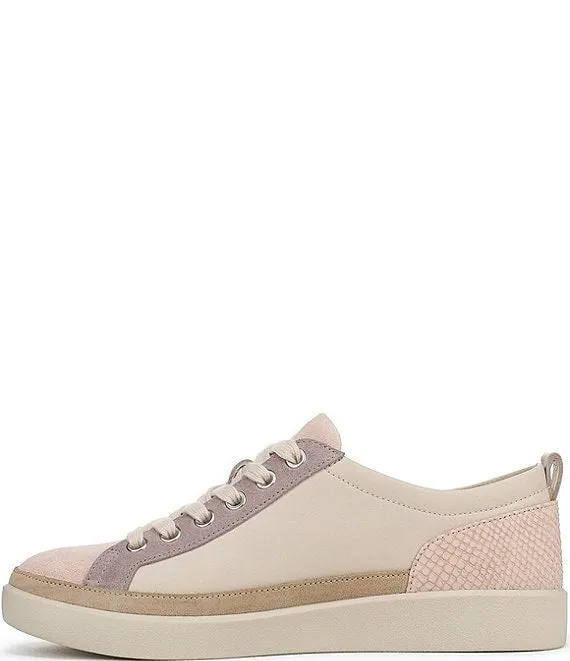 Winny Leather and Suede Colorblock Sneakers - Parchment/Cameo Rose - H7773LK
