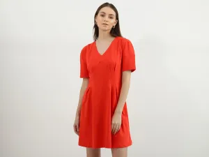Women Solid V-Neck Dress