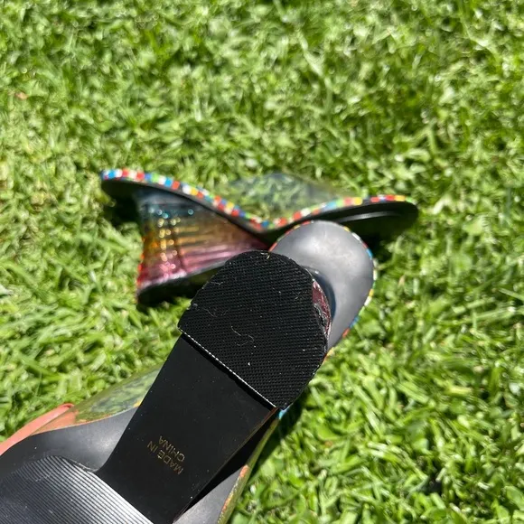 Y2K Vintage Clear Rainbow Heel with Checkerboard Footbed
