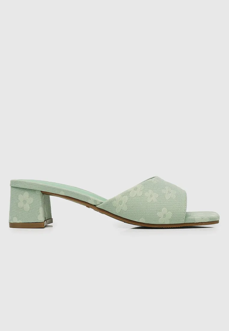 Yuri Floral Heels (Light Green)