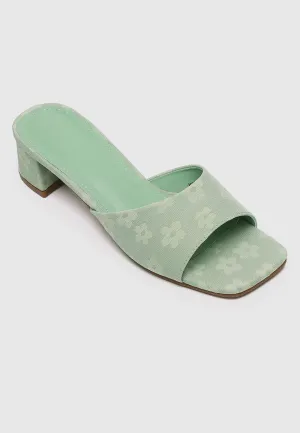 Yuri Floral Heels (Light Green)
