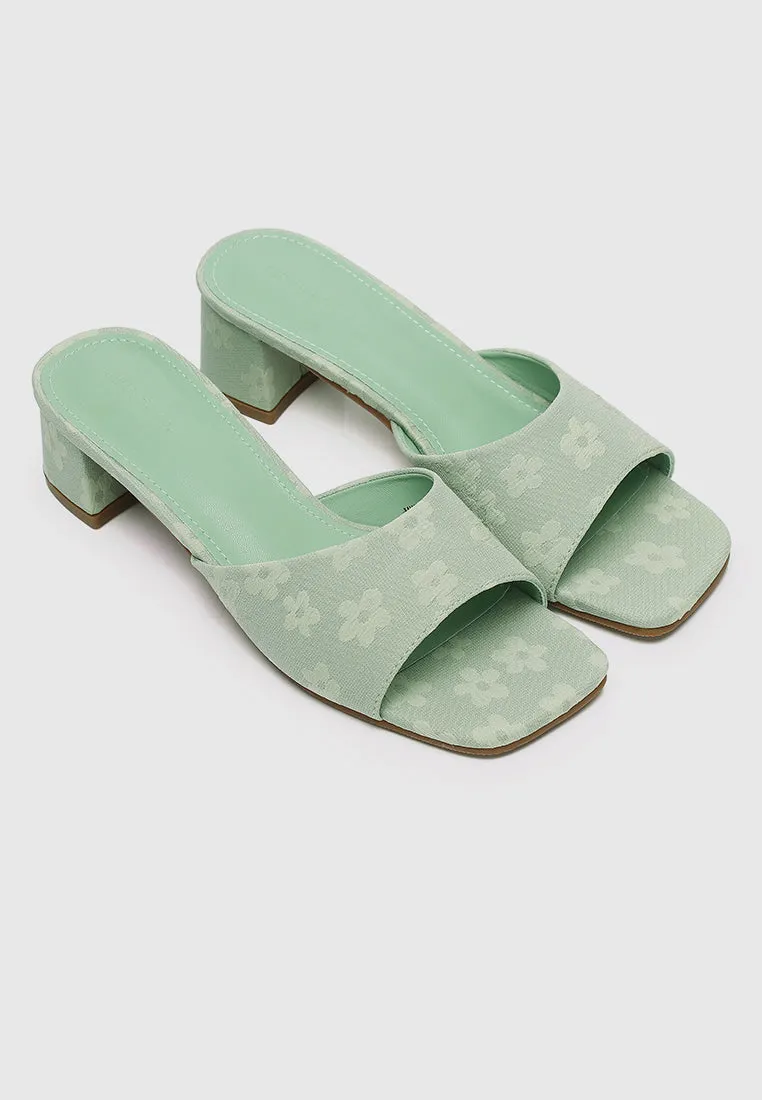 Yuri Floral Heels (Light Green)